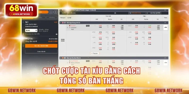 Chốt cược Tài Xỉu bằng cách tổng số bàn thắng