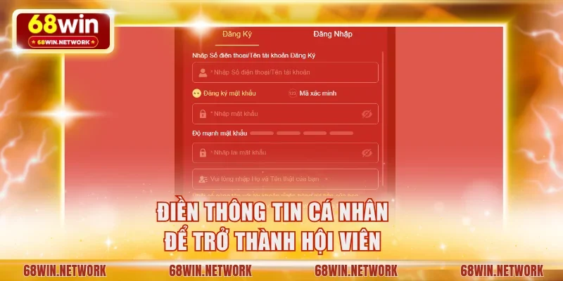 Điền thông tin cá nhân để trở thành hội viên nhà cái